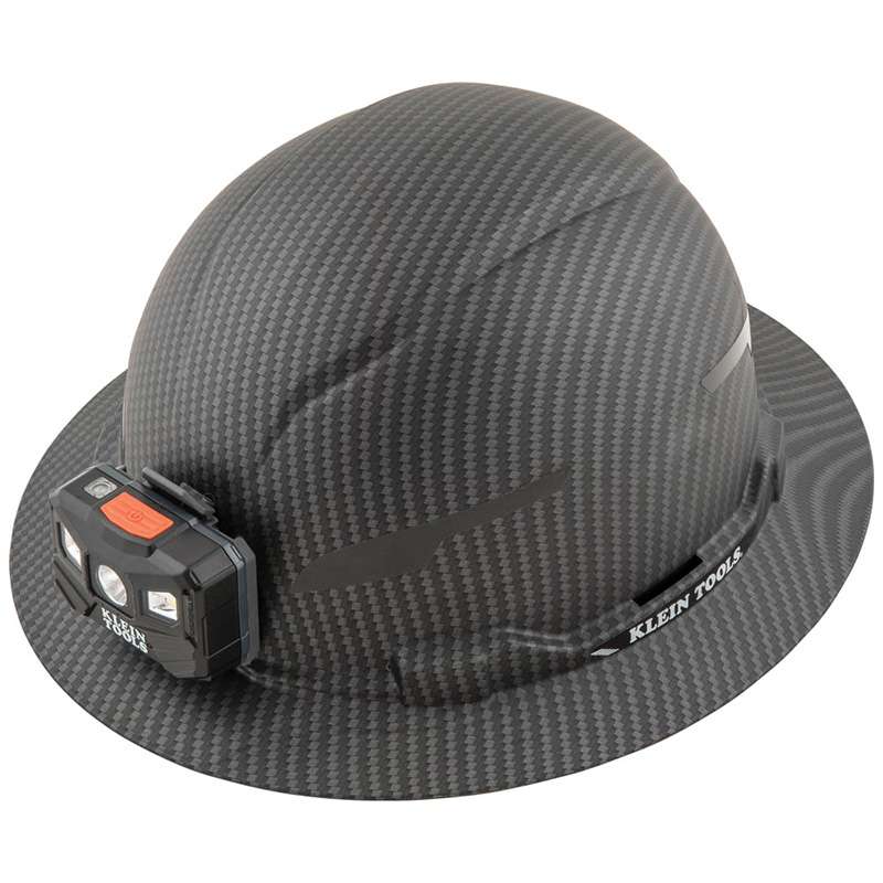 Hard Hat, Premium KARBN Pattern, Non-Vented Full Brim, Class E, Lamp